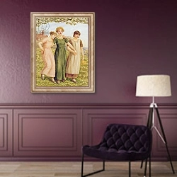 «Three Young Girls, 19th century» в интерьере в классическом стиле в фиолетовых тонах
