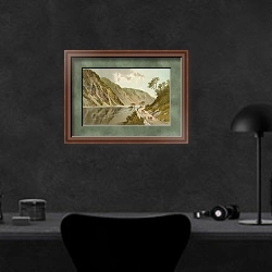 «The Pass of Brander» в интерьере кабинета в черных цветах над столом