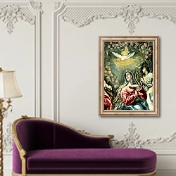 «The Immaculate Conception, 1607-13 2» в интерьере в классическом стиле над банкеткой