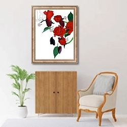 «Red rose» в интерьере в классическом стиле над комодом