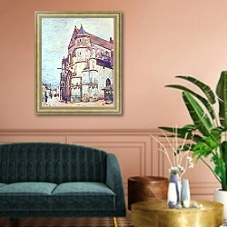 «Церковь в Море после дождя» в интерьере классической гостиной над диваном