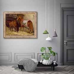«Horses in the Stables» в интерьере коридора в классическом стиле