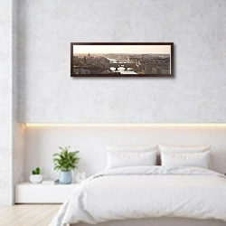 «Италия, Флоренция. Панорамный вид с Пьязалле Микелеанджело №3. Понте Веккьо» в интерьере современной минималистичной спальни
