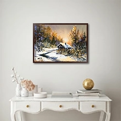 «Избушка у зимнего леса» в интерьере в классическом стиле над столом