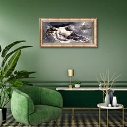 «Luna,» в интерьере гостиной в зеленых тонах