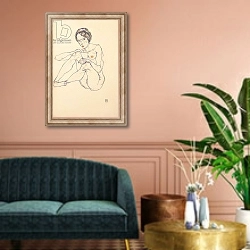 «Seated female nude, 1914» в интерьере классической гостиной над диваном