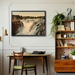 «Норвегия. Рингерике, водопад Hofsfossen» в интерьере кабинета в стиле ретро над столом