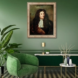 «Jean de la Fontaine» в интерьере гостиной в зеленых тонах