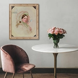 «Lady with a Parasol» в интерьере в классическом стиле над креслом