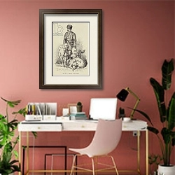 «Piqueur et ses chiens» в интерьере современного кабинета в розовых тонах