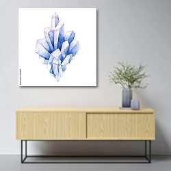 «Акварельный голубой кристалл» в интерьере в скандинавском стиле над тумбой