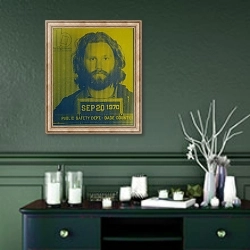 «Jim Morrison II» в интерьере прихожей в зеленых тонах над комодом