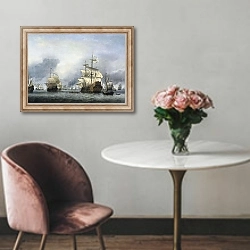 «De verovering van het Engelse admiraalschip de 'Royal Prince'» в интерьере в классическом стиле над креслом