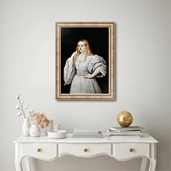 «Portrait of a woman, c.1646-56» в интерьере в классическом стиле над столом