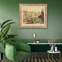 «Без названия 225» в интерьере гостиной в зеленых тонах