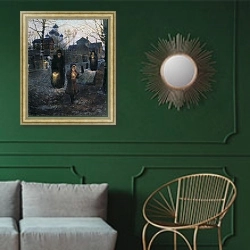 «Страстной четверг. 1904» в интерьере классической гостиной с зеленой стеной над диваном