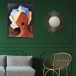 «Zoe Chante I, 1993» в интерьере классической гостиной с зеленой стеной над диваном
