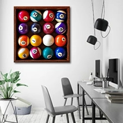 «Бильярдные шары в коробке» в интерьере современного офиса в минималистичном стиле
