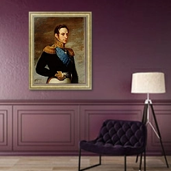 «Portrait of Tsar Nicholas I 1826 1» в интерьере в классическом стиле в фиолетовых тонах