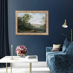 «English Landscape with Fishermen» в интерьере в классическом стиле в синих тонах