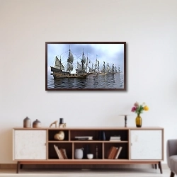 «Морской пейзаж парусные корабли в открытом море» в интерьере 
