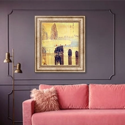 «Скерцо (Соната Солнца) » в интерьере гостиной с розовым диваном