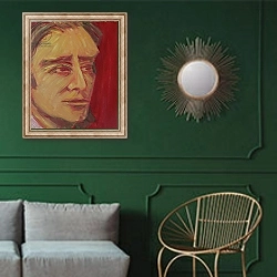 «Franz Liszt» в интерьере классической гостиной с зеленой стеной над диваном