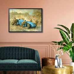 «Bluebird, 1928» в интерьере классической гостиной над диваном