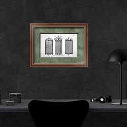 «Рамы для зеркал» в интерьере кабинета в черных цветах над столом