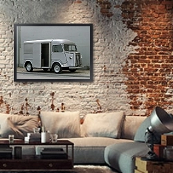 «Citro?n HY Van '1947–83» в интерьере гостиной в стиле лофт с кирпичной стеной