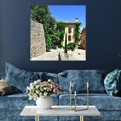 «Франция, Прованс. Le Barroux» в интерьере современной гостиной в синем цвете