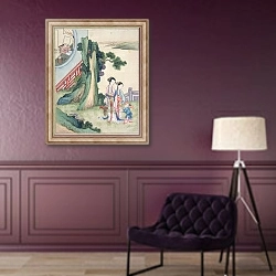 «A man writing and his family by the side of a river» в интерьере в классическом стиле в фиолетовых тонах