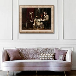 «The Artist’s Studio, with Selfportrait» в интерьере гостиной в классическом стиле над диваном