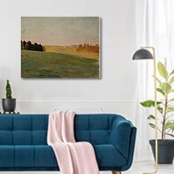 «Evening» в интерьере современной гостиной над синим диваном