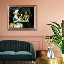 «Family Portrait, c.1760» в интерьере классической гостиной над диваном