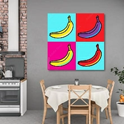 «Бананы в стиле поп-арт» в интерьере кухни над обеденным столом