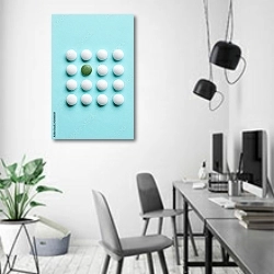 «Белые и зеленая таблетки» в интерьере современного офиса в минималистичном стиле