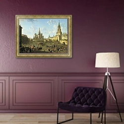 «Красная площадь в Москве» в интерьере в классическом стиле в фиолетовых тонах