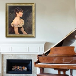«Портрет девушки 3» в интерьере классической гостиной над камином