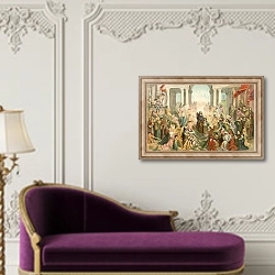 «Jesus entering Jerusalem» в интерьере в классическом стиле над банкеткой