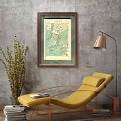 «Карта Индии, Бомбей» в интерьере в стиле лофт с желтым креслом