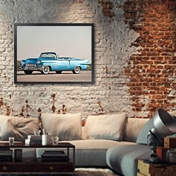 «Cadillac Eldorado Biarritz '1956» в интерьере гостиной в стиле лофт с кирпичной стеной