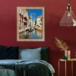 «Gondolas in Venice» в интерьере спальни с акцентной стеной