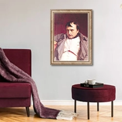 «Napoleon after his Abdication 2» в интерьере гостиной в бордовых тонах