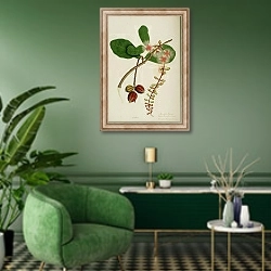 «Barringtonia racemosa» в интерьере гостиной в зеленых тонах