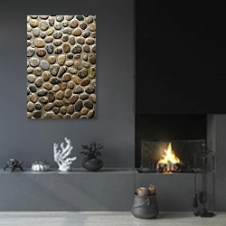 «Стена» в интерьере гостиной в стиле минимализм с камином