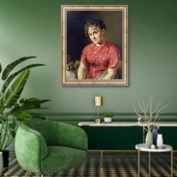 «The Artist's Wife» в интерьере гостиной в зеленых тонах