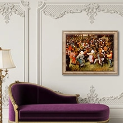«The Wedding Dance, c.1566» в интерьере в классическом стиле над банкеткой