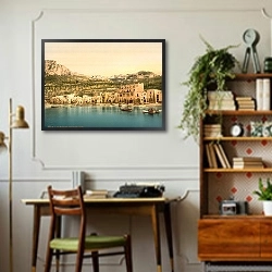 «Италия. Капри, комплекс Марина Гранде» в интерьере кабинета в стиле ретро над столом