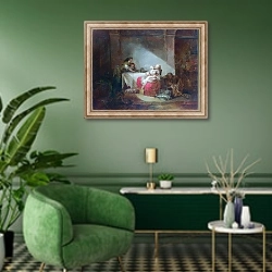 «Сцена в интерьере» в интерьере гостиной в зеленых тонах
